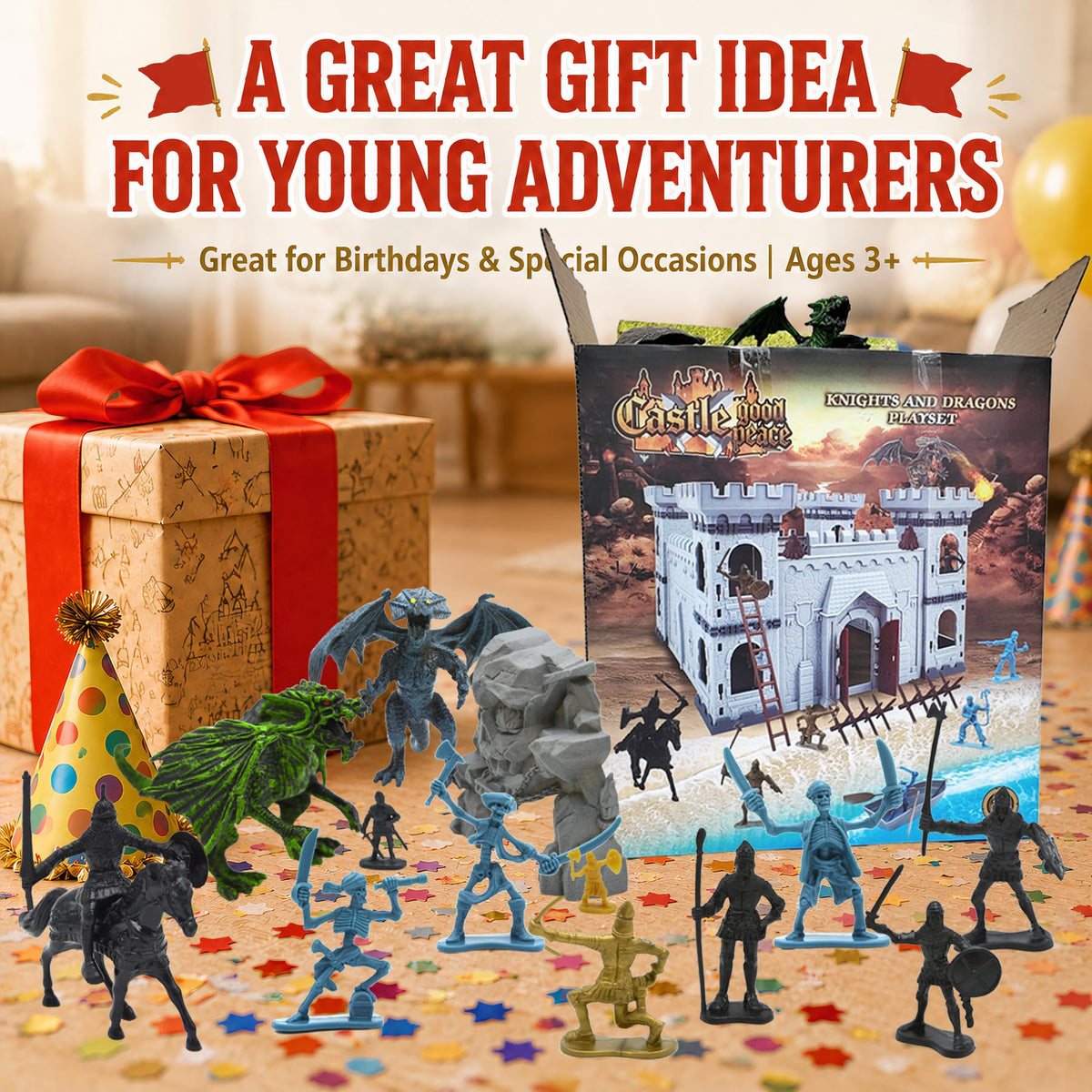 Medieval Castle Building Set with Knights and Dragon P96388