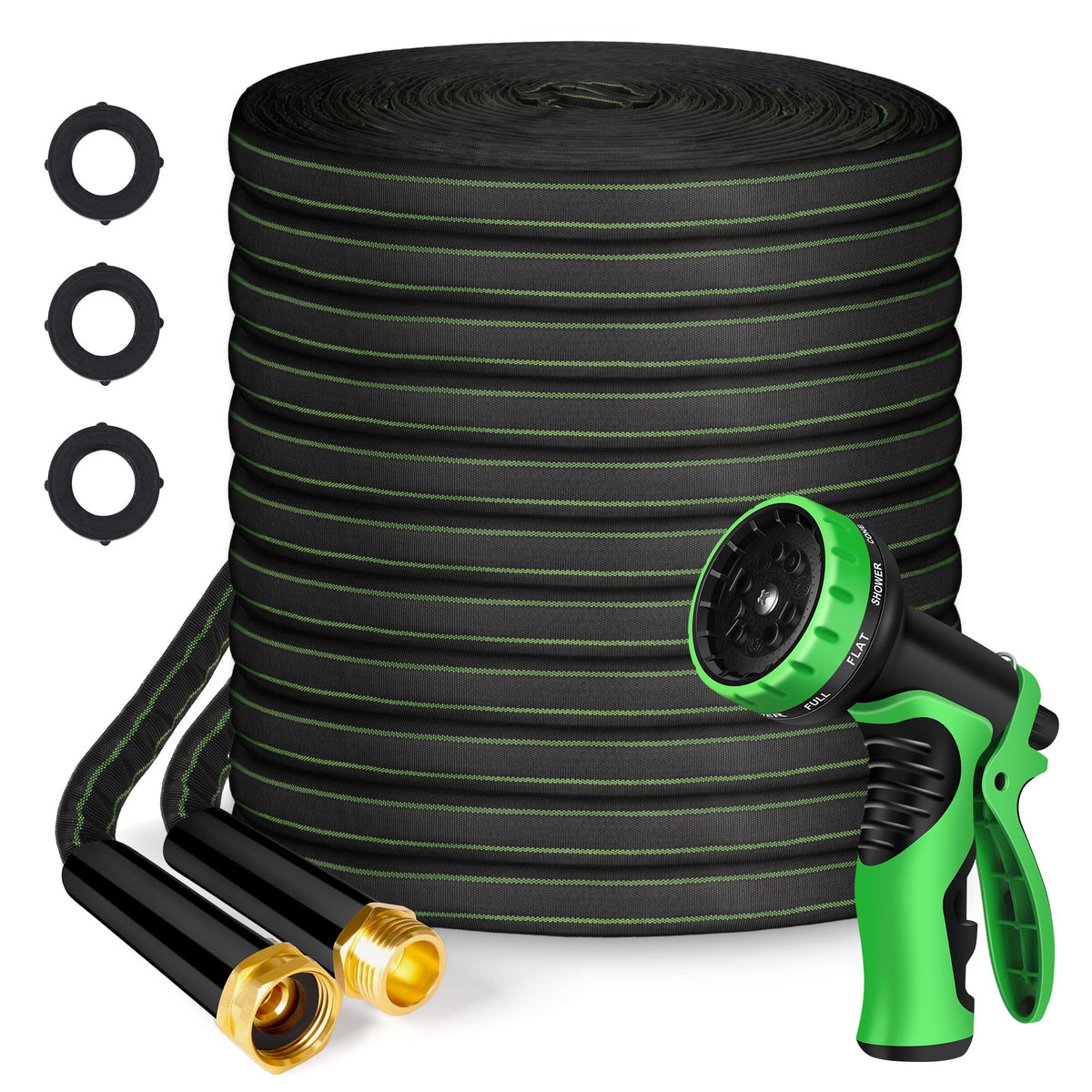 100ft Flexible Non-Expandable Kink-Free Black Fabric Garden Hose L9674