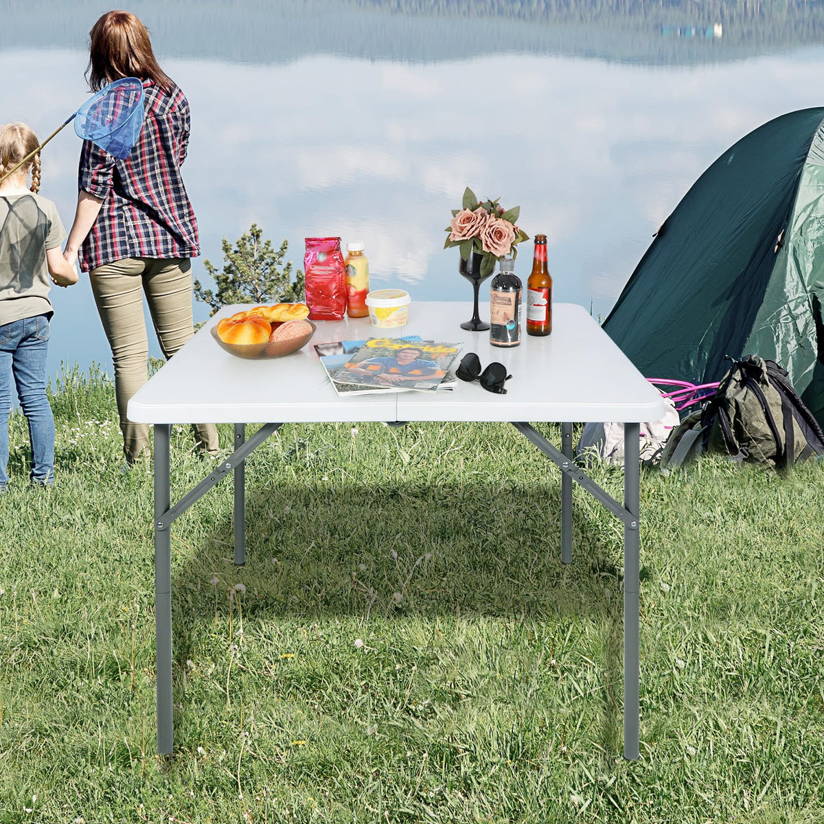 White Square Folding Card Table S3631