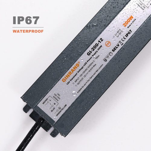 200W IP67 Waterproof Constant Voltage LED Driver Power Supply Transformer T3491