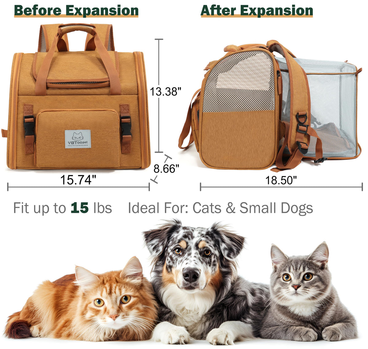 Brown Expandable Cat Backpack I4685