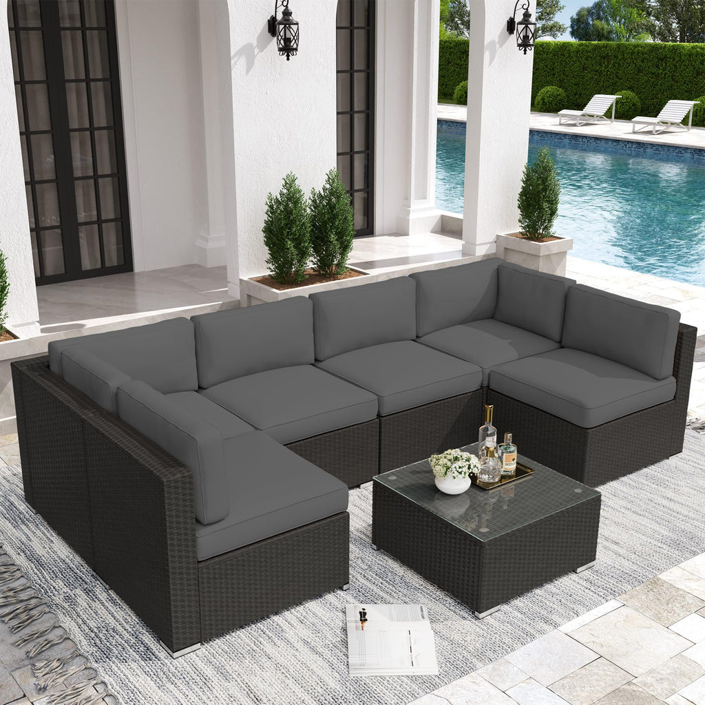 Grey 7-Piece Outdoor Patio Furniture Set W640766