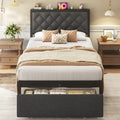 Grey Twin Bed Frame with Storage Drawer V774