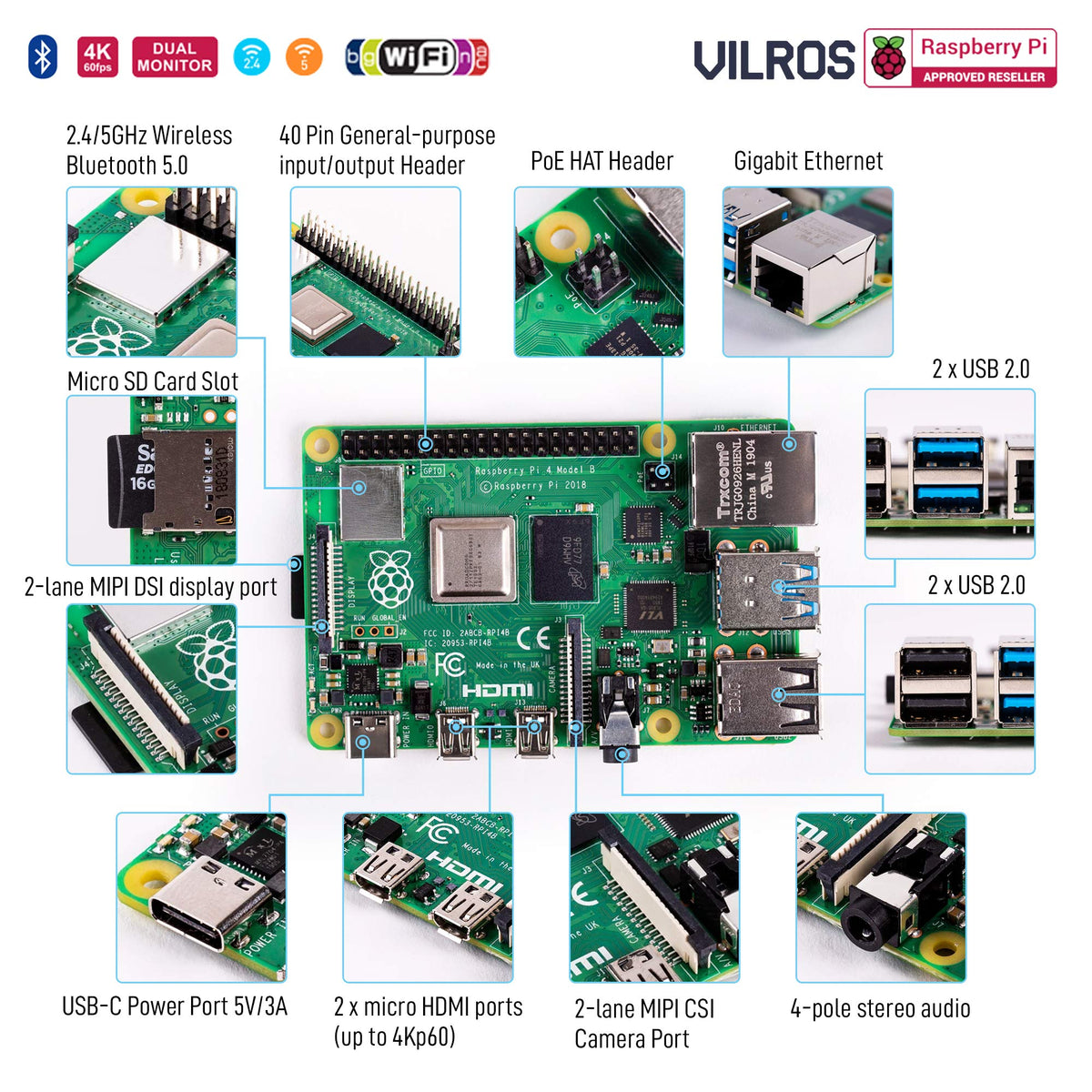 Raspberry Pi 4 Starter Kit with 64GB Micro SD Card C3385