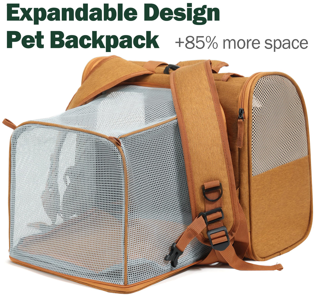 Brown Expandable Cat Backpack I4685