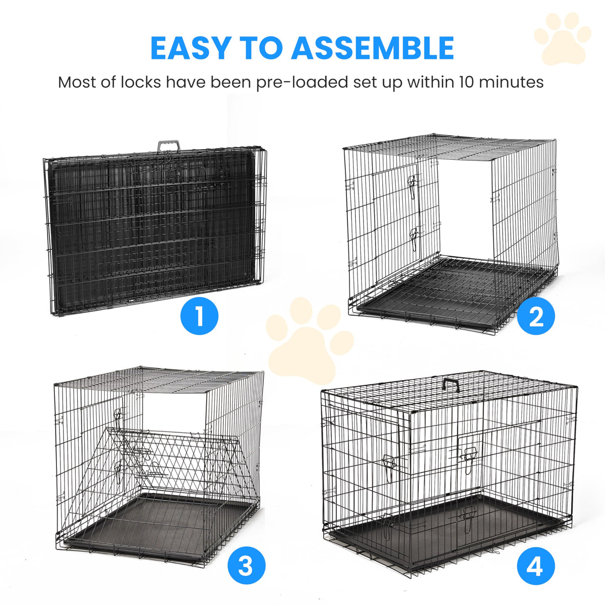 48-Inch Double Door Folding Metal Wire Dog Crate with Divider Z299