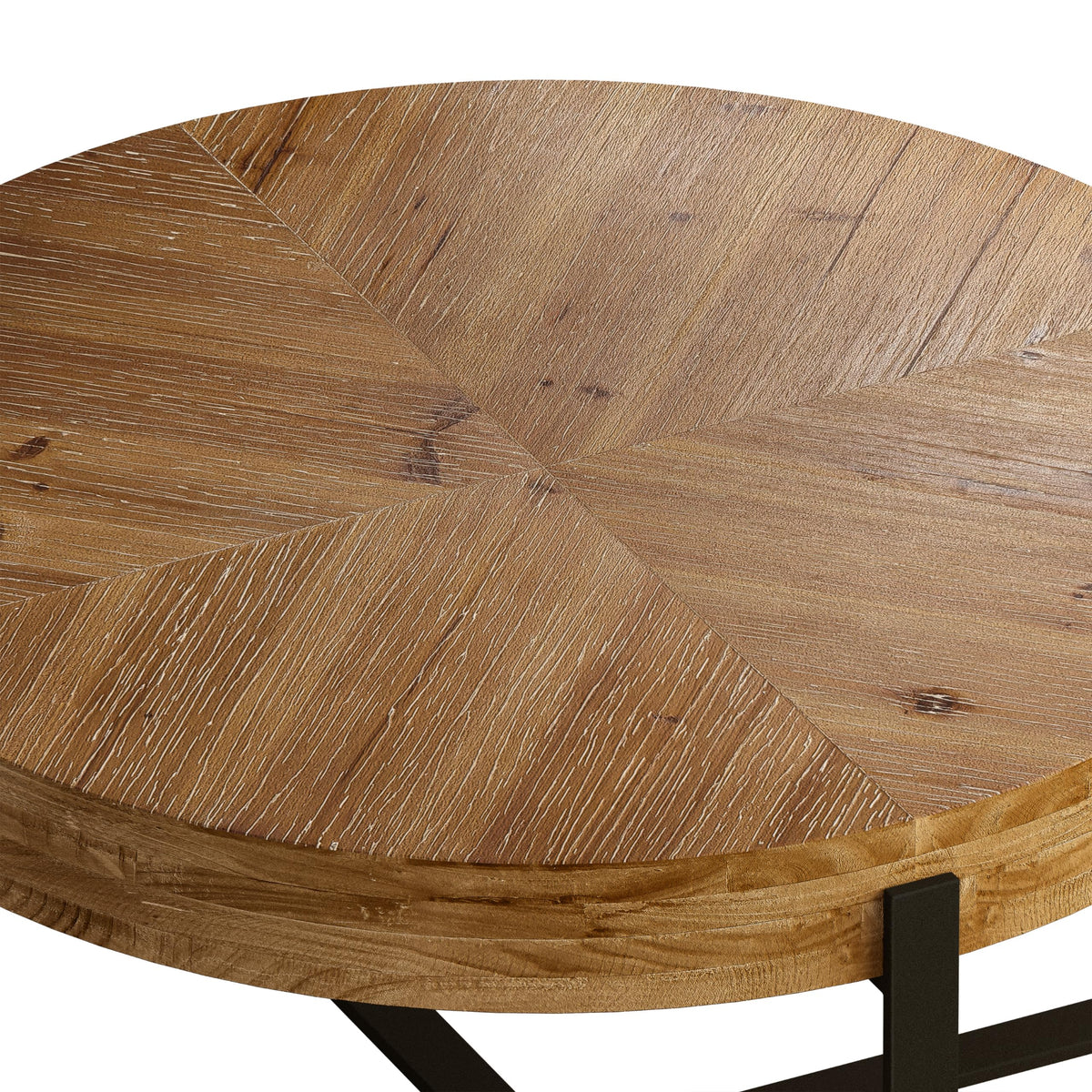 34" Round Coffee Table with Metal Base J802